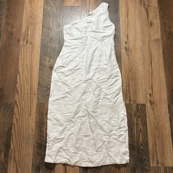 Madewell One-Shoulder Midi Dress Women's Size 6 in Lighthouse White NWT! - Picture 2 of 7